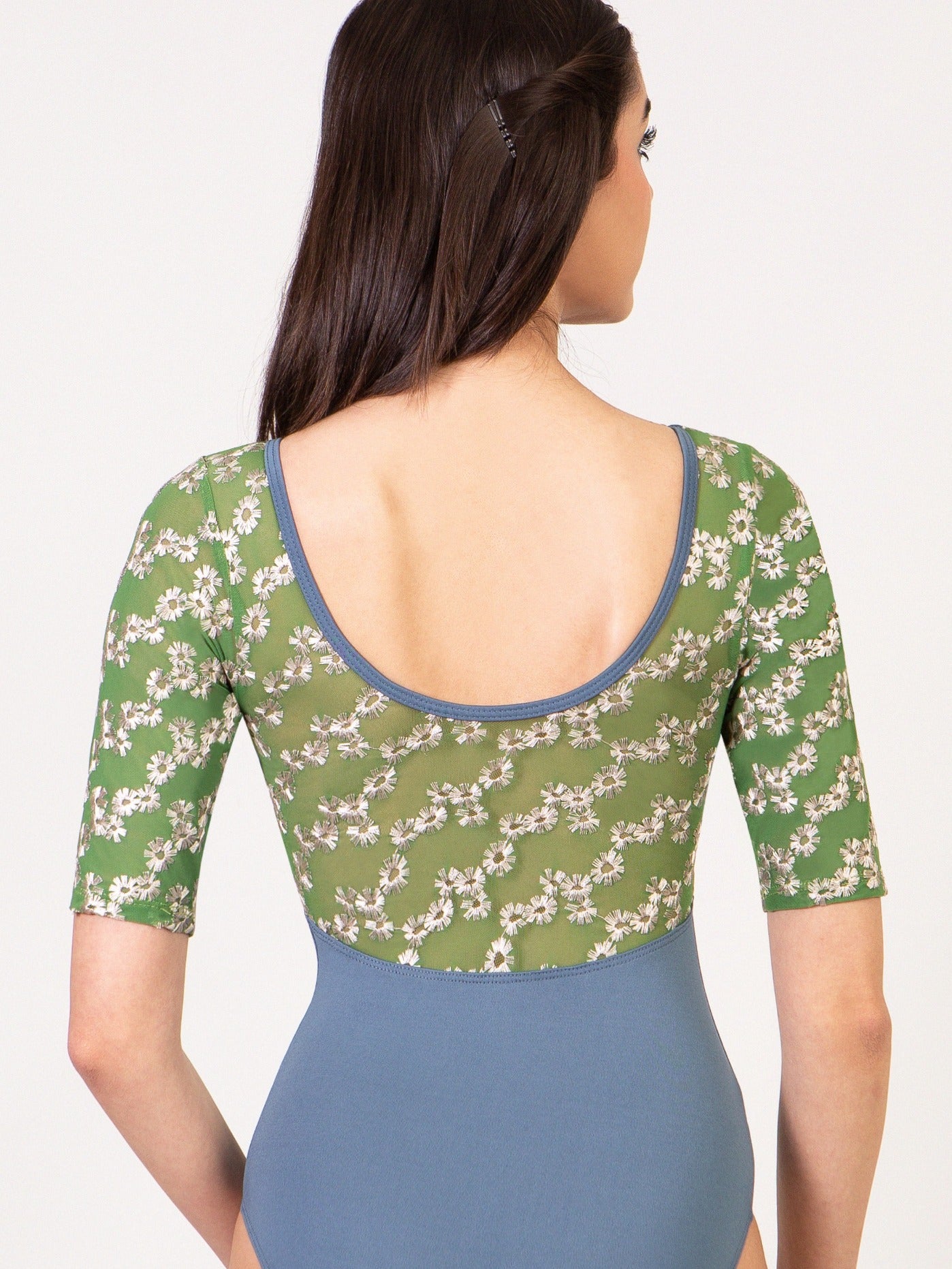 Daisy Pinch Front Half Sleeve Leotard - 2685A Slate