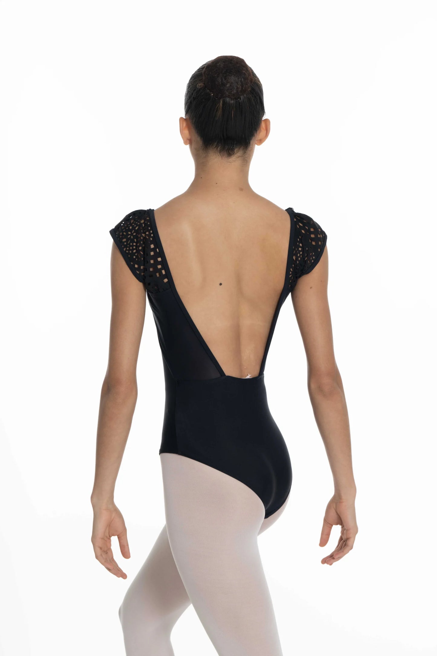 Elena Laser Cut Cap Sleeve Leotard