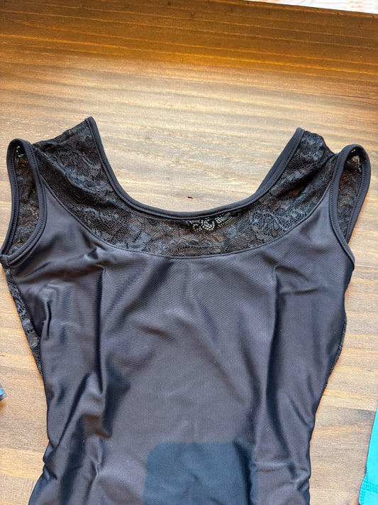 Chandelle Tank Leotard with Mesh Insert - RDE1841 - Black