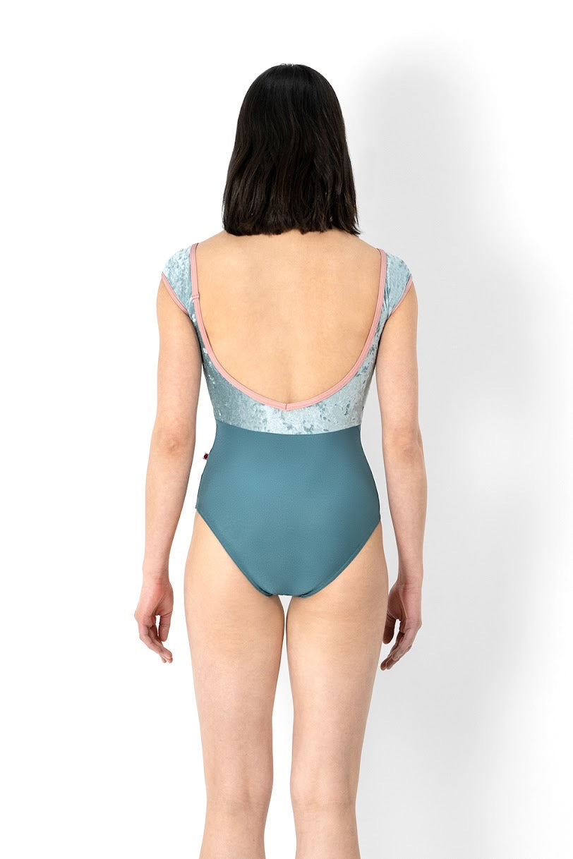 Elli Cap Sleeve Leotard with Velvet Bodice