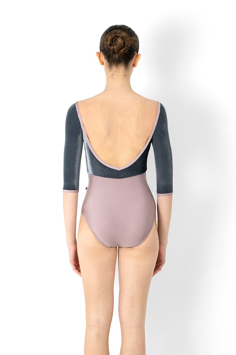 Elli Half Sleeve Leotard with Velvet Bodice