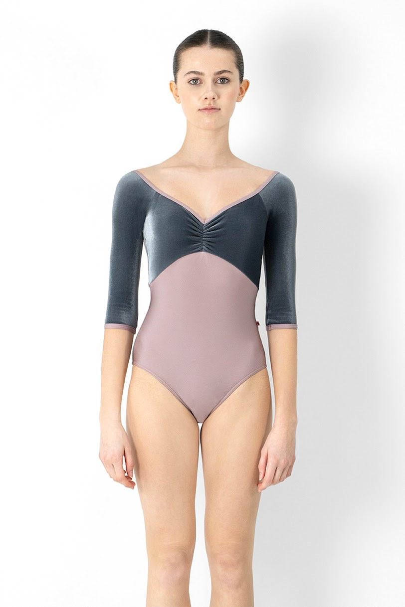 Elli Half Sleeve Leotard with Velvet Bodice
