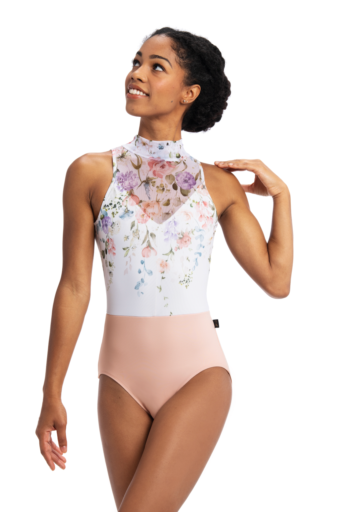 Gwyneth Leotard with Flora Print Mesh - 1138FA