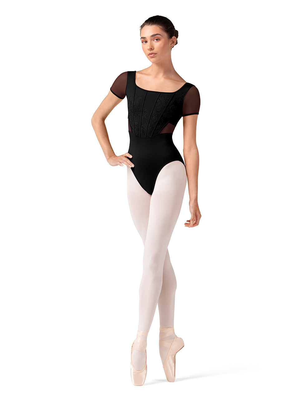 Embroidered Cap Sleeve Leotard - L20001