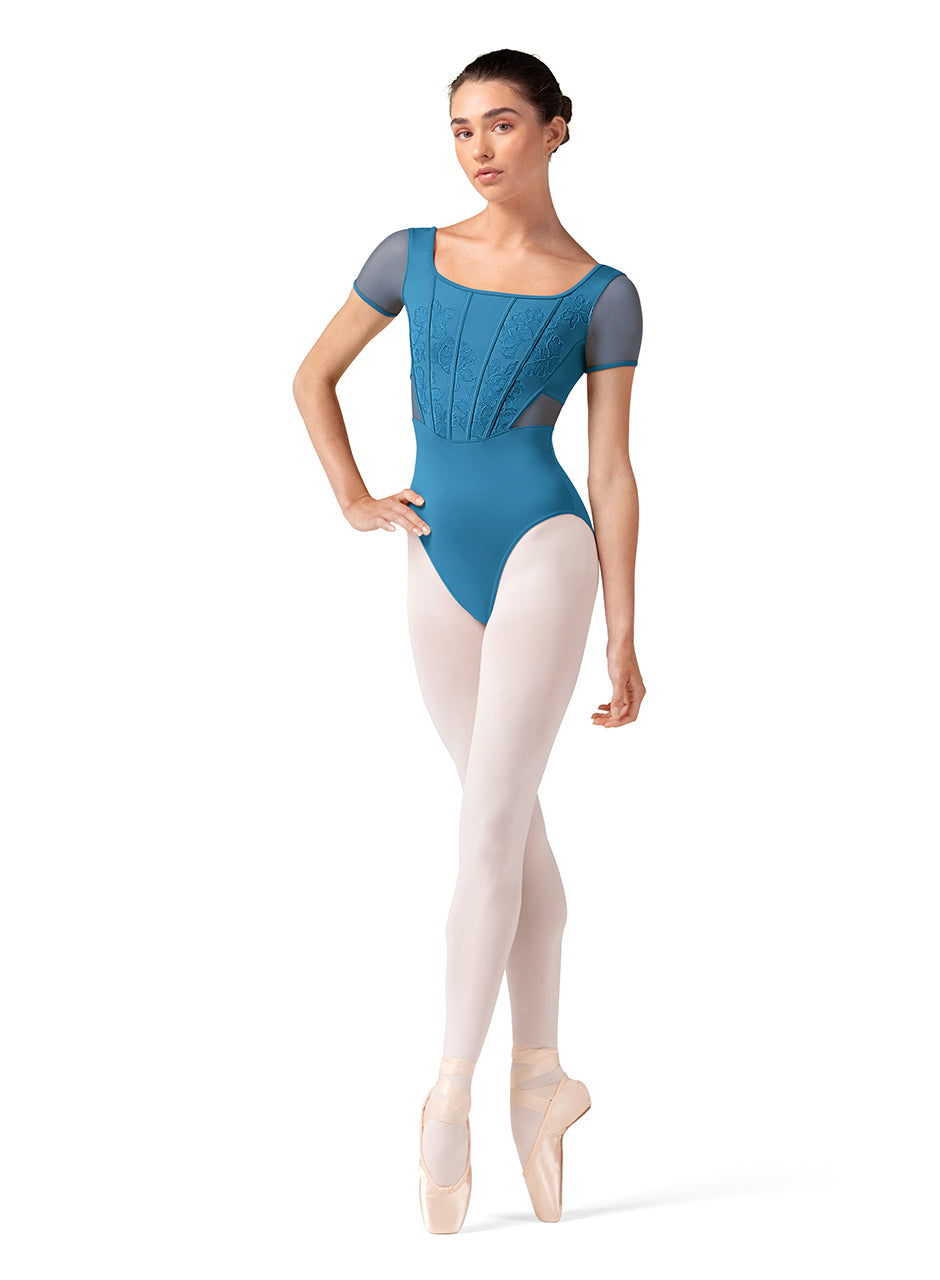 Embroidered Cap Sleeve Leotard - L20001
