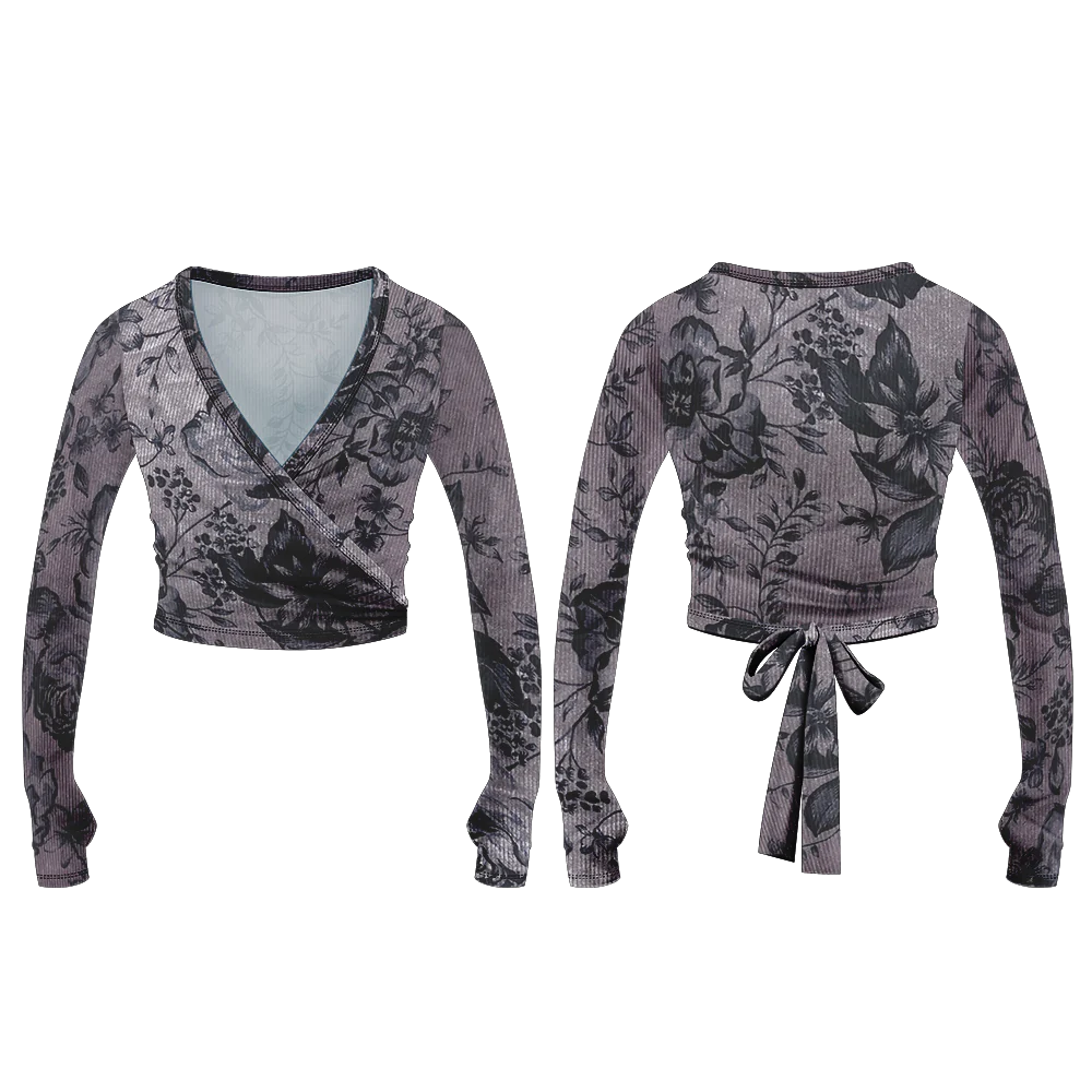 Cozy Crossover Print Wrap Top