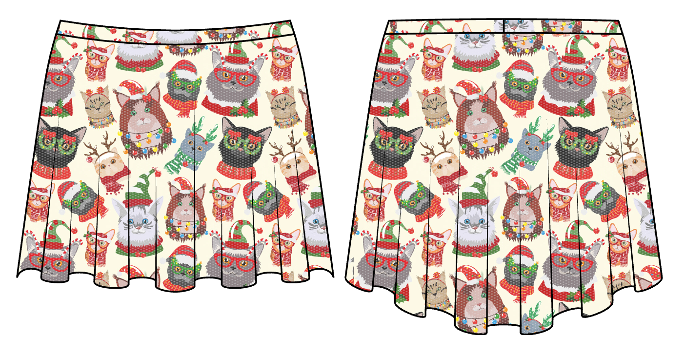 Flare Mesh Skirt - Cat Lady Christmas