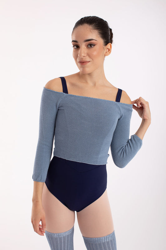 Girls Donatella Bamboo Knit 3/4 Sleeve Crop Layering Sweater - 6620