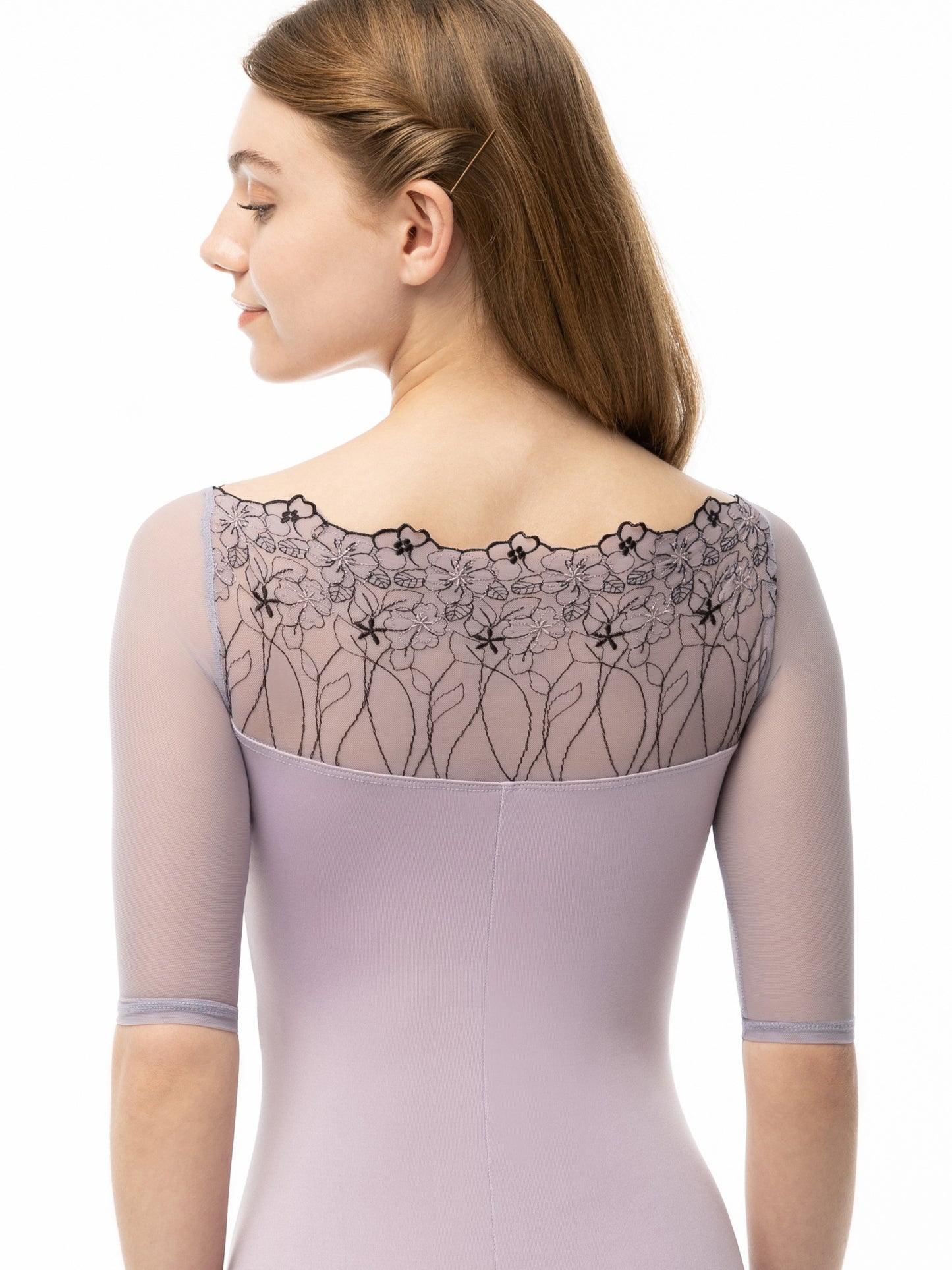 Embroidered Half Sleeve Leotard - 2579A