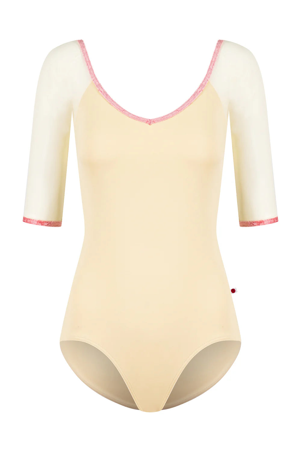Nina Mesh Half Sleeve Leotard - Vanilla
