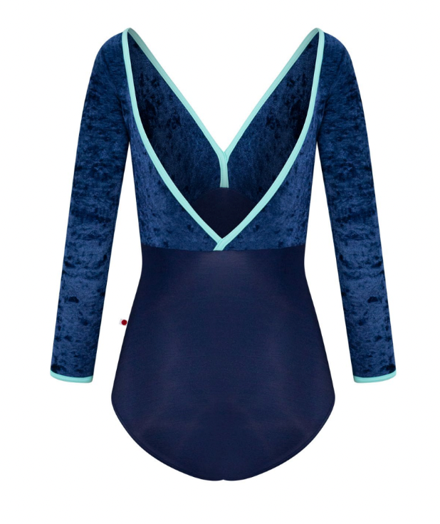 Alicia Velvet Long Sleeve Leotard - Dark Blue