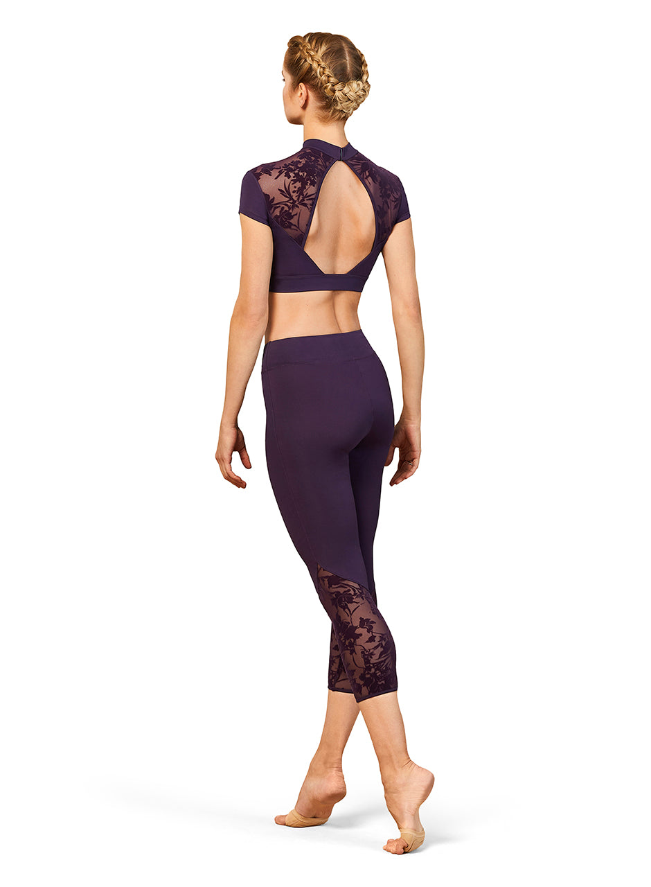 Leggings with Floral Mesh Insert - FP5223