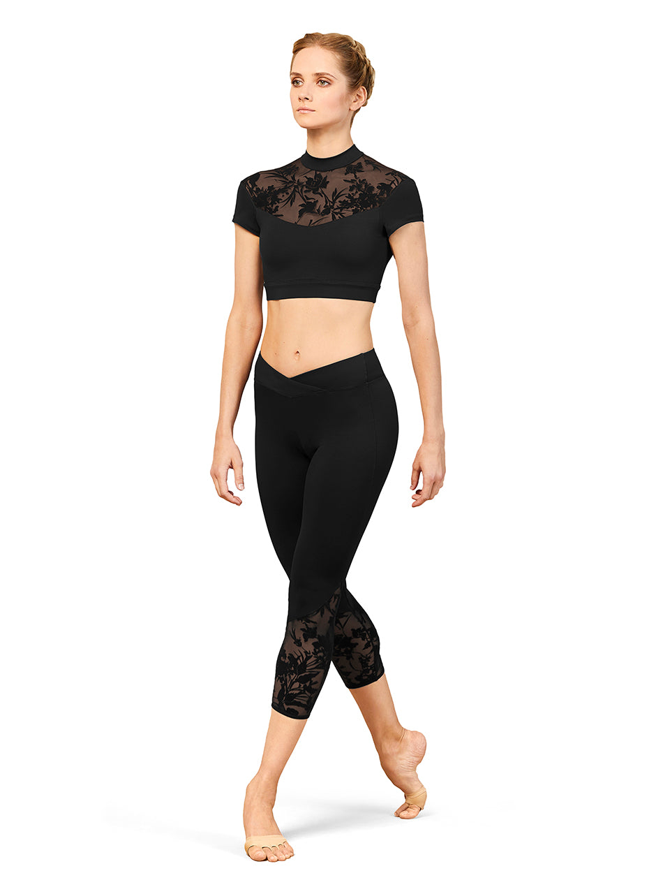 Leggings with Floral Mesh Insert - FP5223