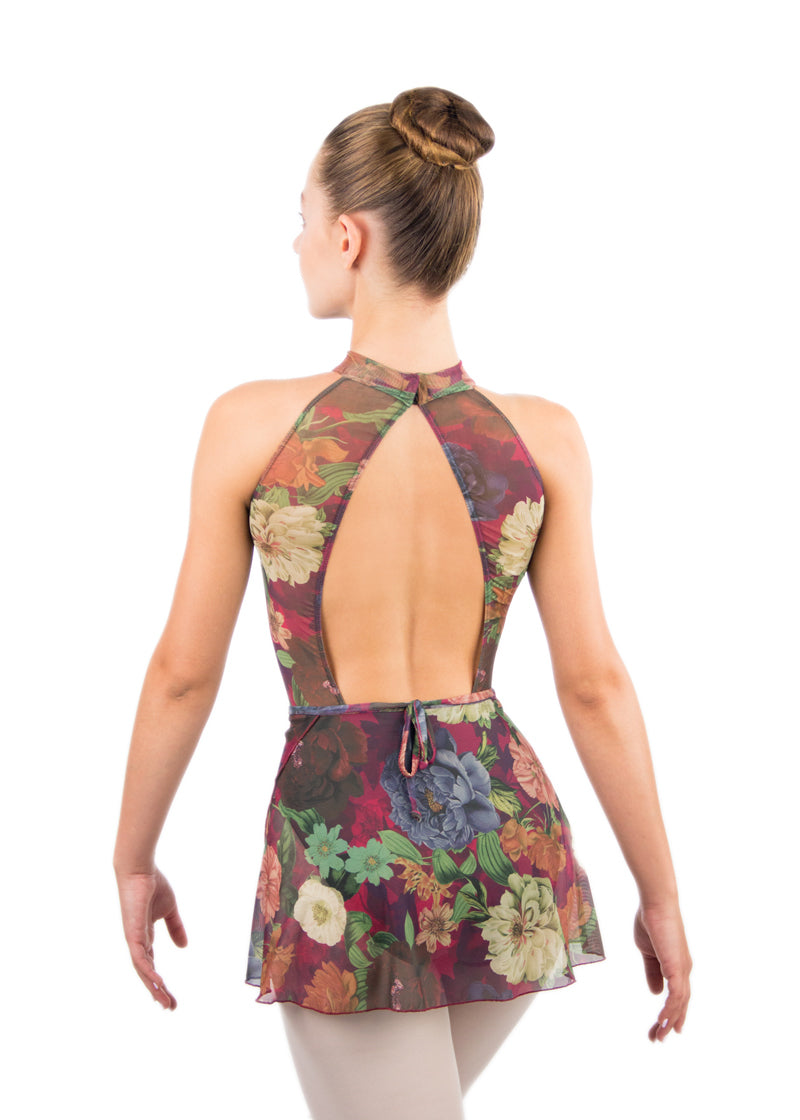 Floral Mesh Print Wrap Skirt - Lida