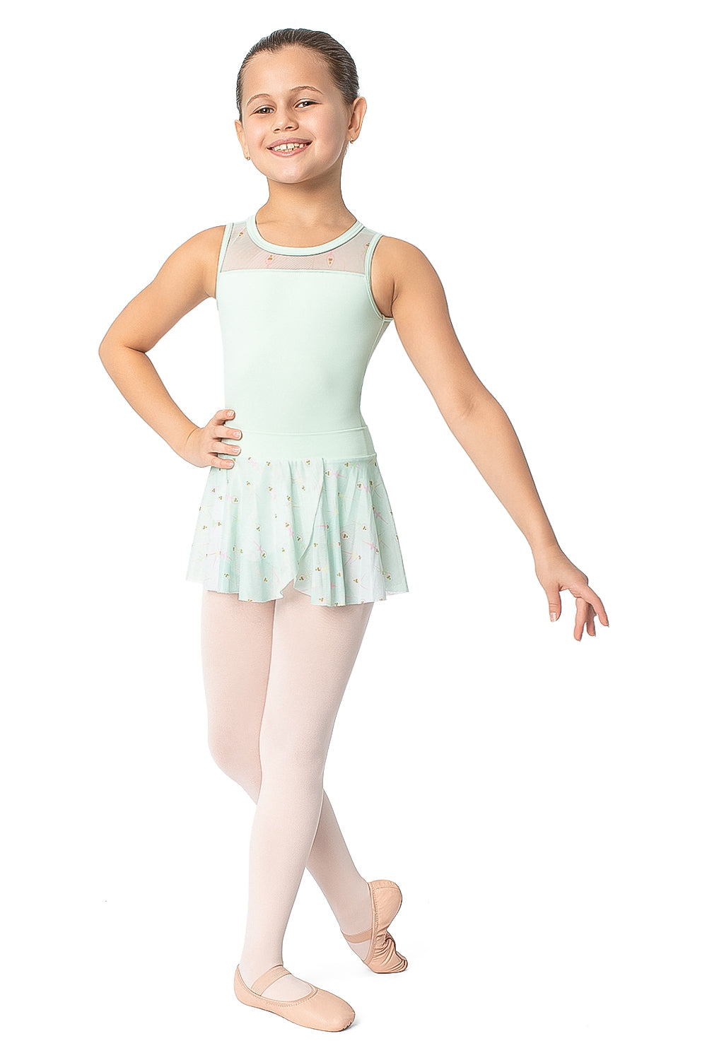 Girls Tank Leotard with Ballet Mesh - L2261