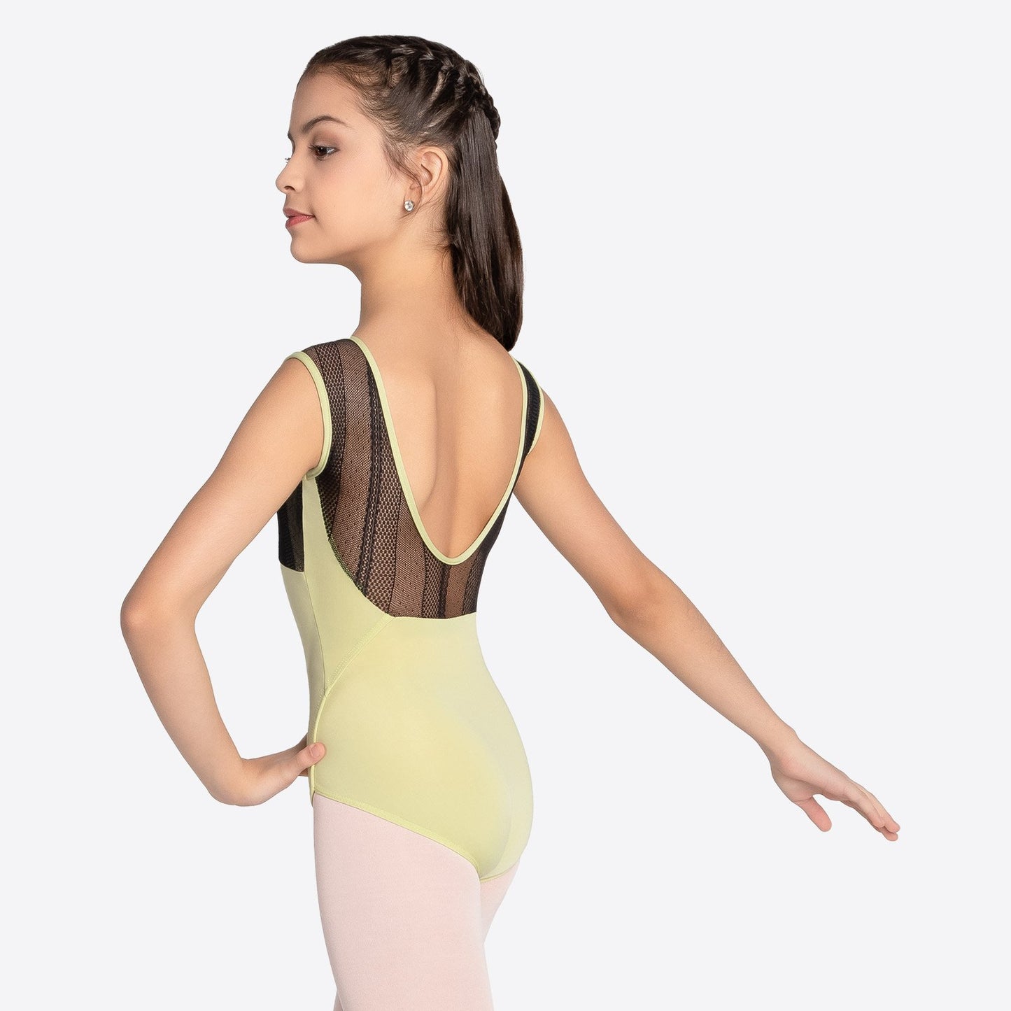 Girls Striped Mesh Tank Leotard - L2305
