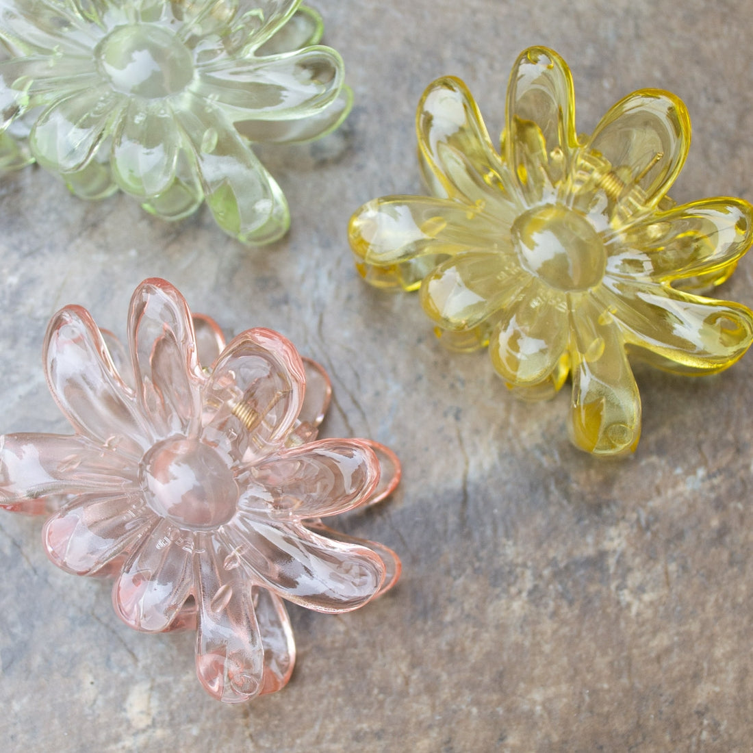 Clear Flower Hair Clips - Assorted Colors