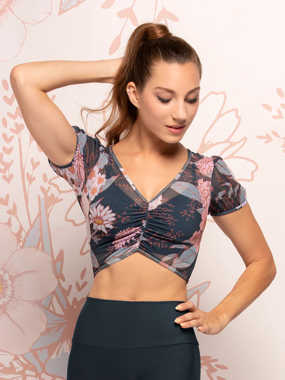 Kylie Crop Top in Devoted Symphony Mesh
