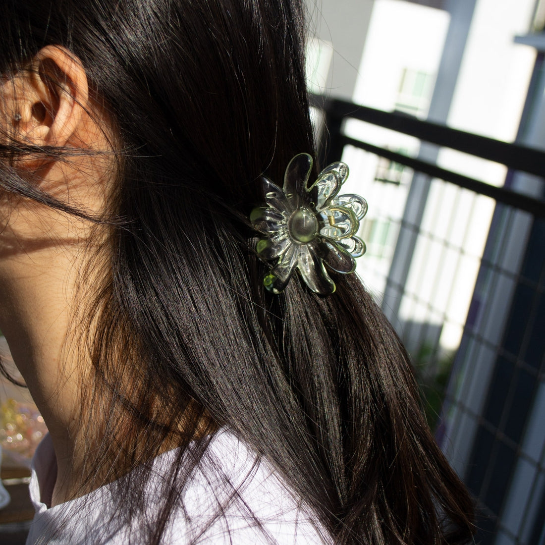 Clear Flower Hair Clips - Assorted Colors