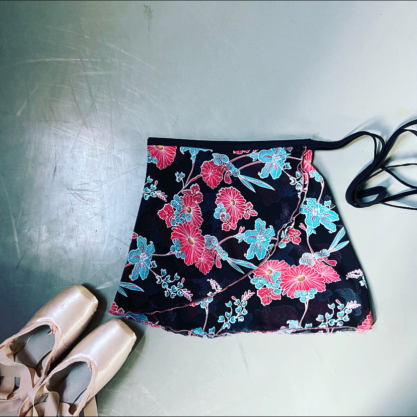 Wrap Skirt - Red and Blue Botanical - WS247