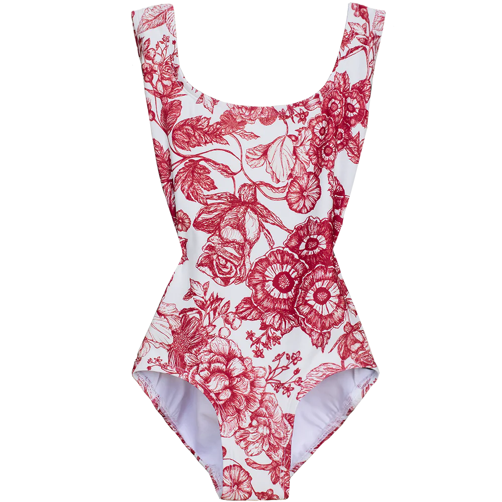 Crescent Tank Leotard in Teacup Print
