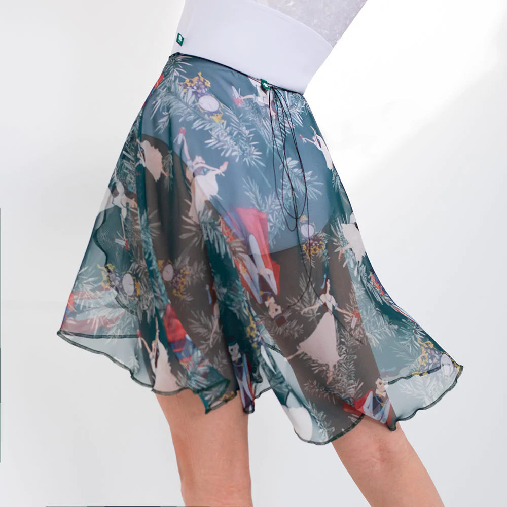 Nutcracker Party Scene Wrap Skirt - Emerald