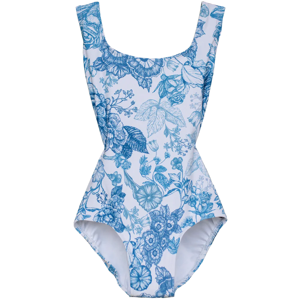 Crescent Tank Leotard in Teacup Print