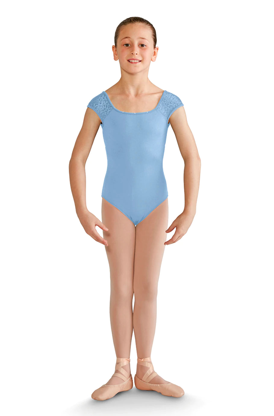 Girls Mesh Cap Sleeve Leotard - M1503