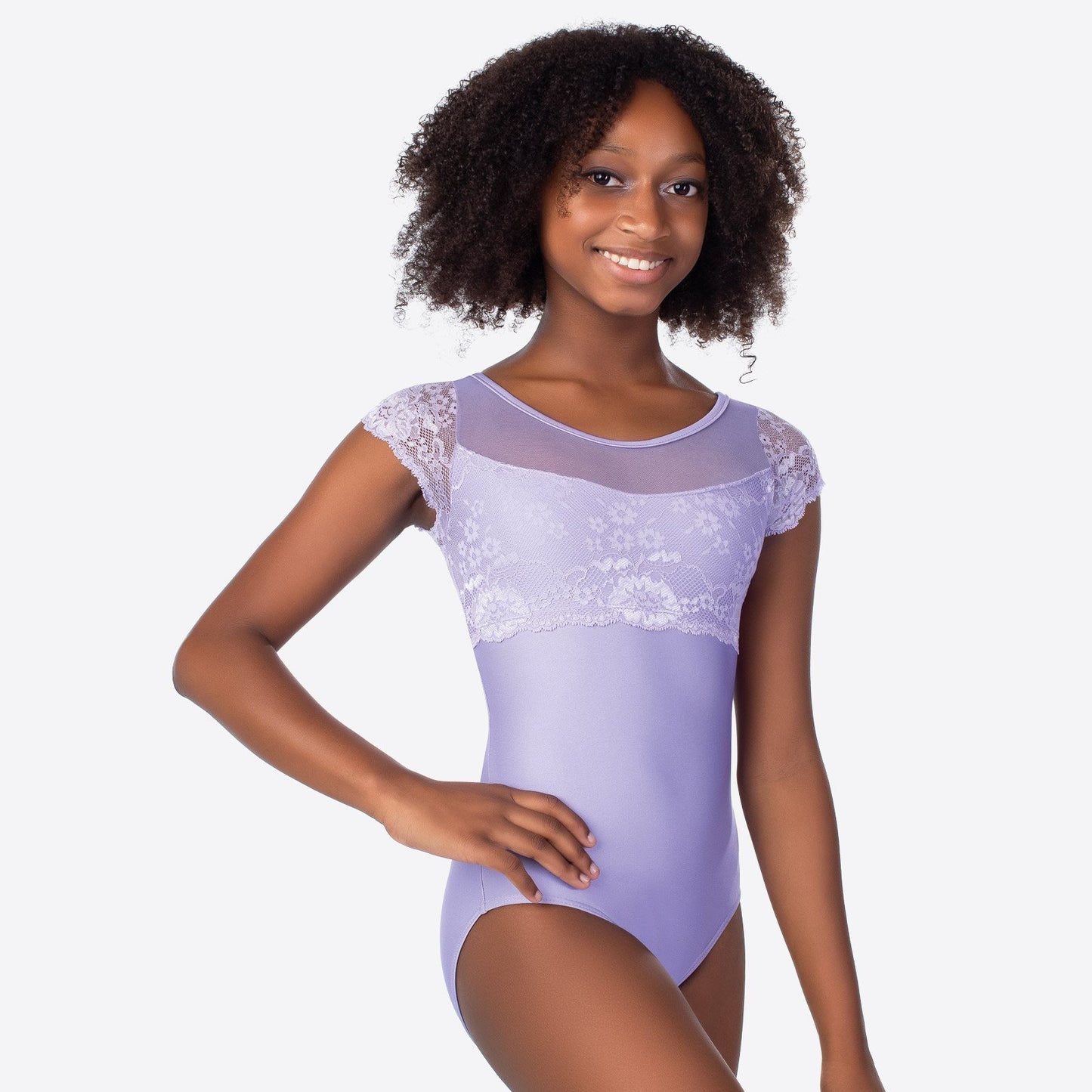 Girls Lace Cap Sleeve Leotard - SDE1814