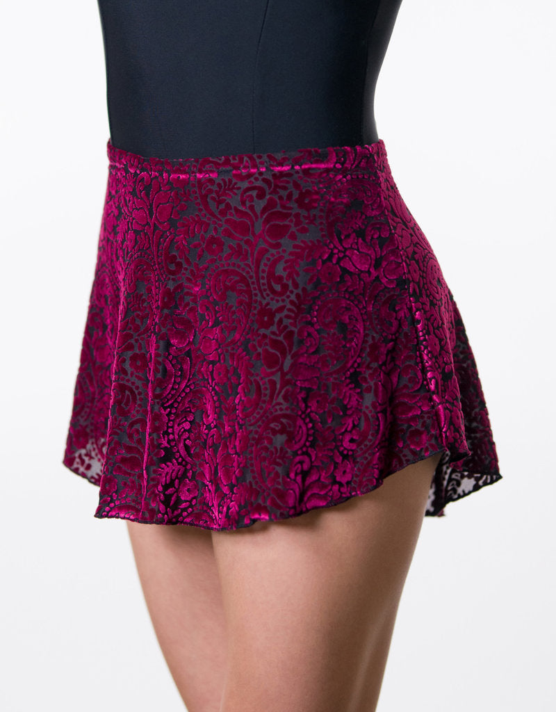 Black Paisley Velvet High Low Skirt - 1009A