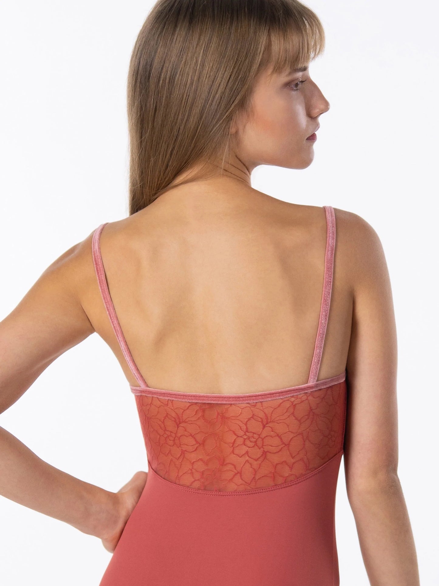Girls Empire Lace Overlay Camisole Leotard - 2437C