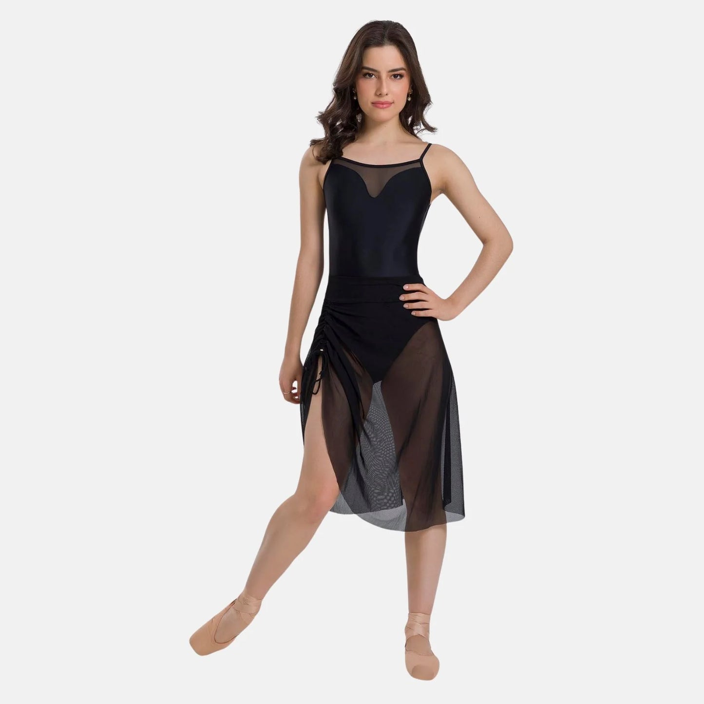 Alicia Long Ruched Mesh Skirt - BY75