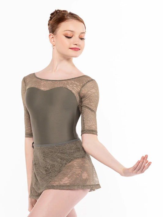 Vinzant Leotard in Dusty Olive Lace