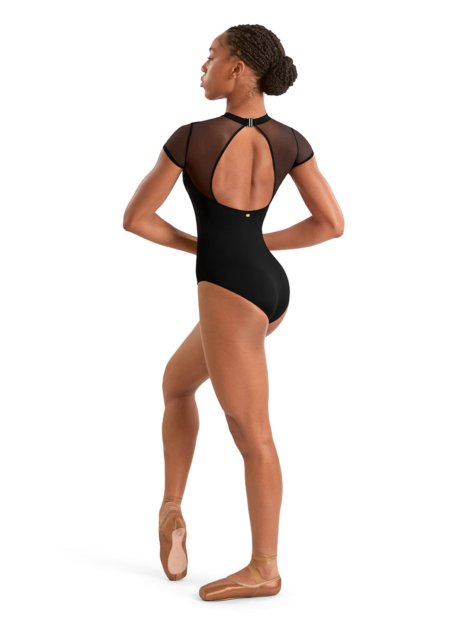 Floral Embroidery Mock Cap Sleeve Leotard - M20011LM
