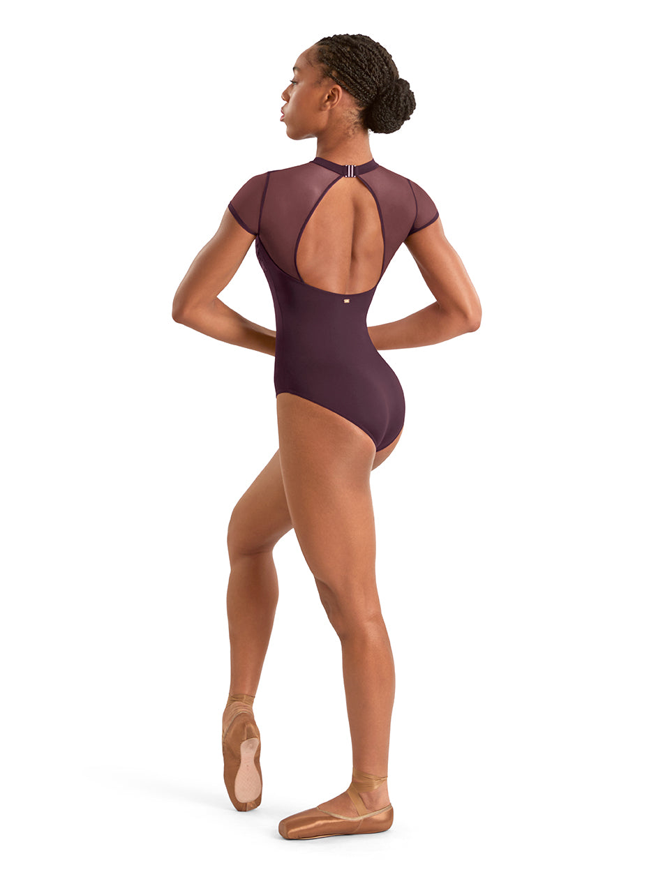 Floral Embroidery Mock Cap Sleeve Leotard - M20011LM