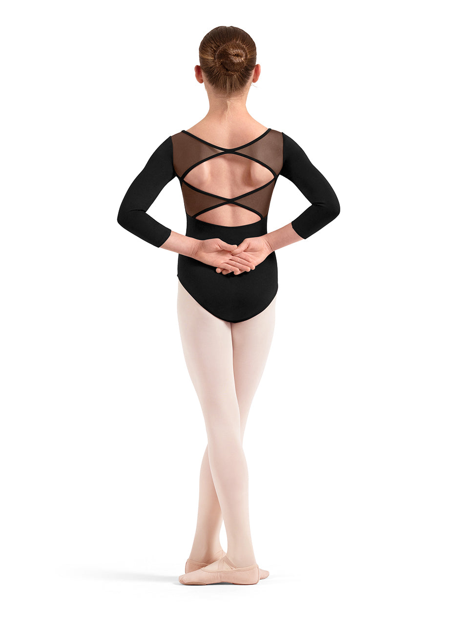 Girls Floral Embroidery Three Quarter Sleeve Leotard - M60004C