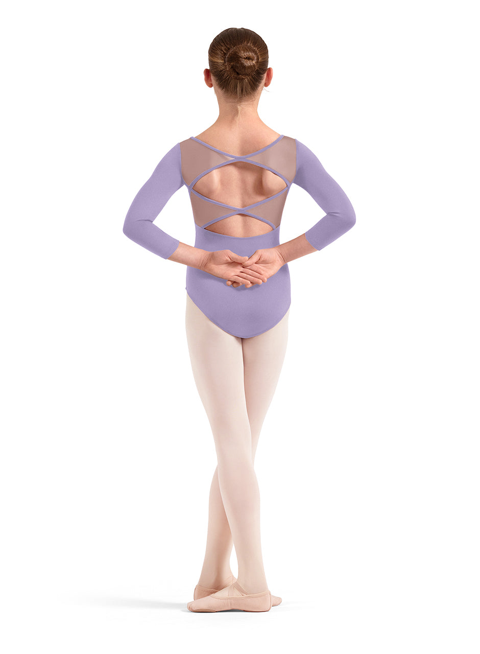 Girls Floral Embroidery Three Quarter Sleeve Leotard - M60004C