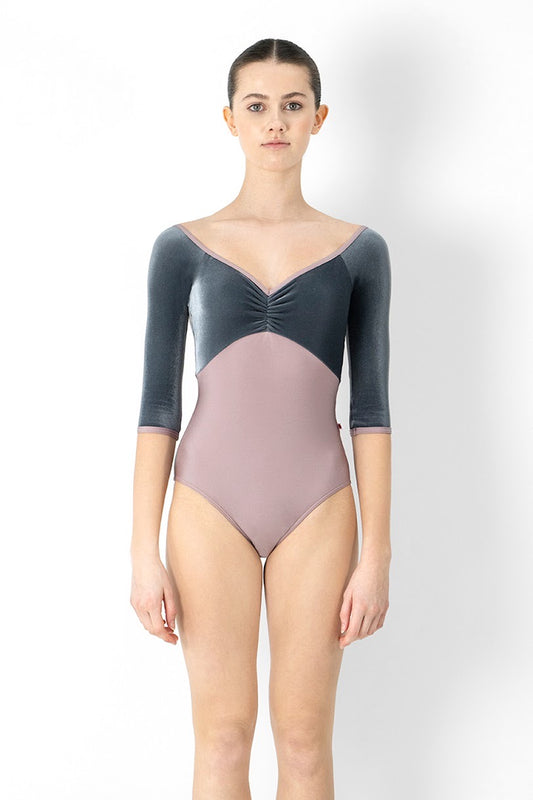 Elli Half Sleeve Leotard with Velvet Bodice