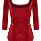 Marieke Three Quarter Sleeve Leotard - Dark Red Velvet