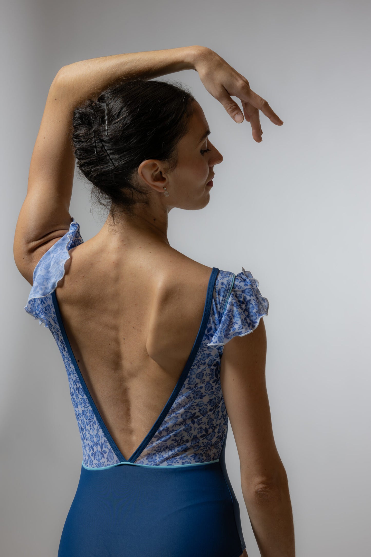 Blue Flutter Sleeve Leotard