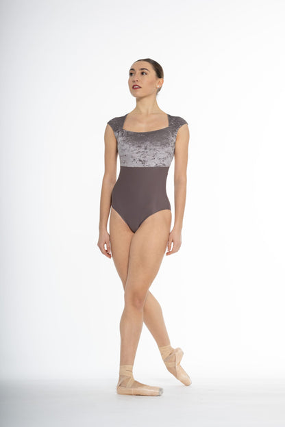 Girls Faustine Velvet Cap Sleeve Leotard