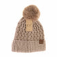 Knit Beanie Hats with Faux Fur Pom