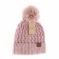 Knit Beanie Hats with Faux Fur Pom