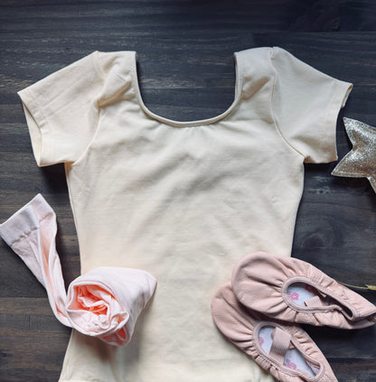 Beginner Ballet Kit - Yellow Leotard Size 6x-7 - Footed Tights