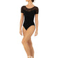 Cap Sleeve Leotard with Velvet Mesh - L3392