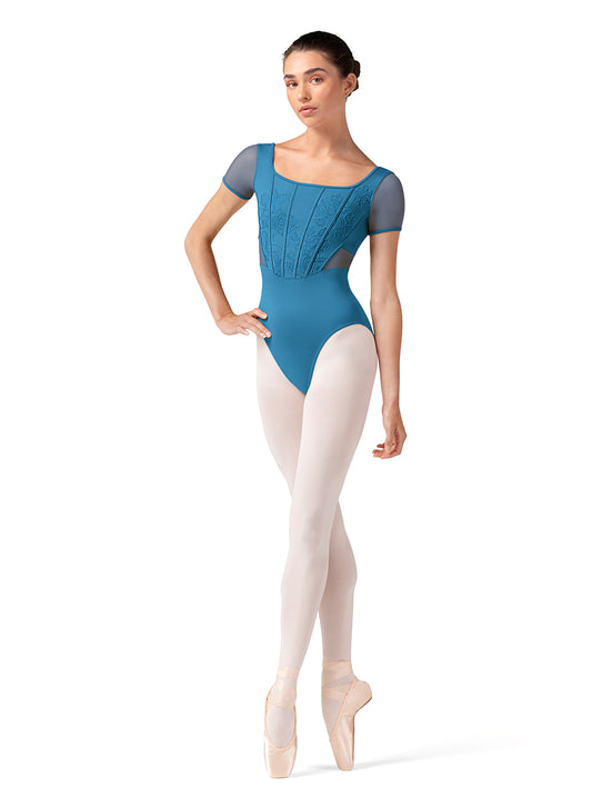 Embroidered Cap Sleeve Leotard - L20001