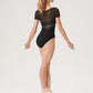 Paneled Bodice Cap Sleeve Leotard - L0522