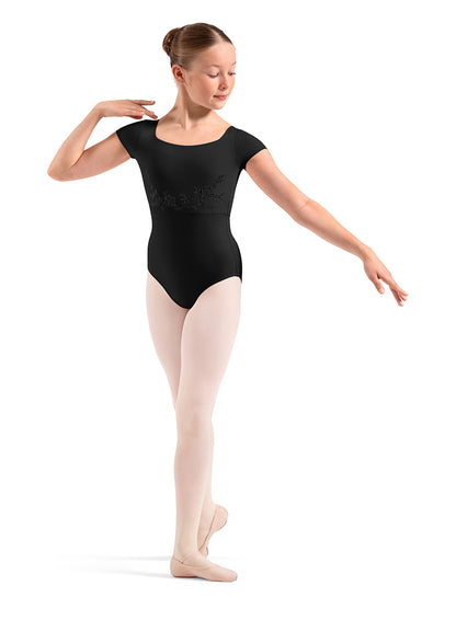 Girls Embroidered Cap Sleeve Leotard - M20013C