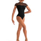Floral Embroidery Mock Cap Sleeve Leotard - M20011LM