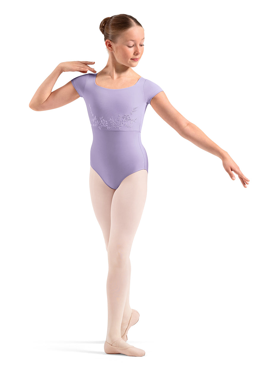 Girls Embroidered Cap Sleeve Leotard - M20013C